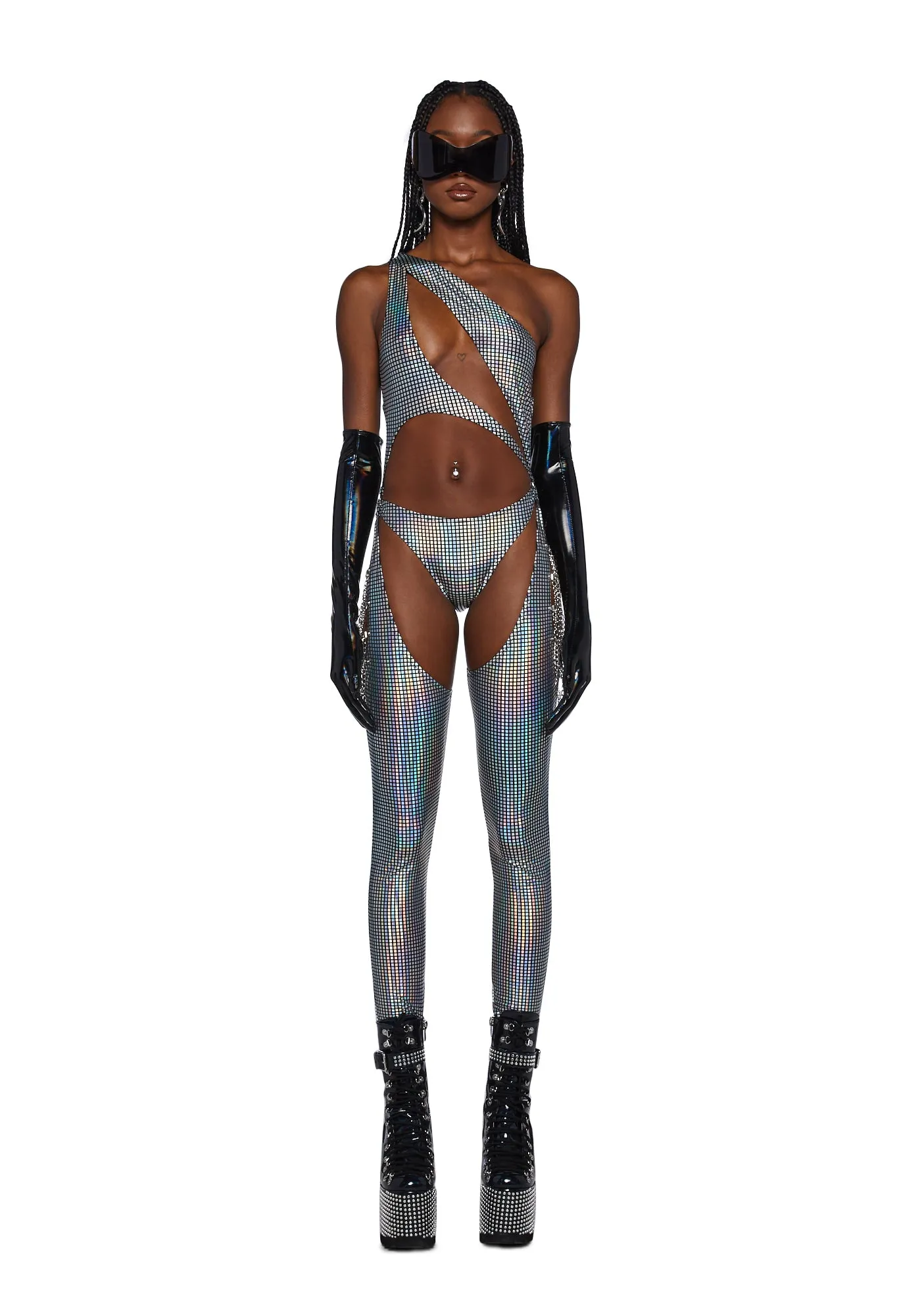 Prism Moonwalk Cut-Out Catsuit - Disco sold by Dolls Kill