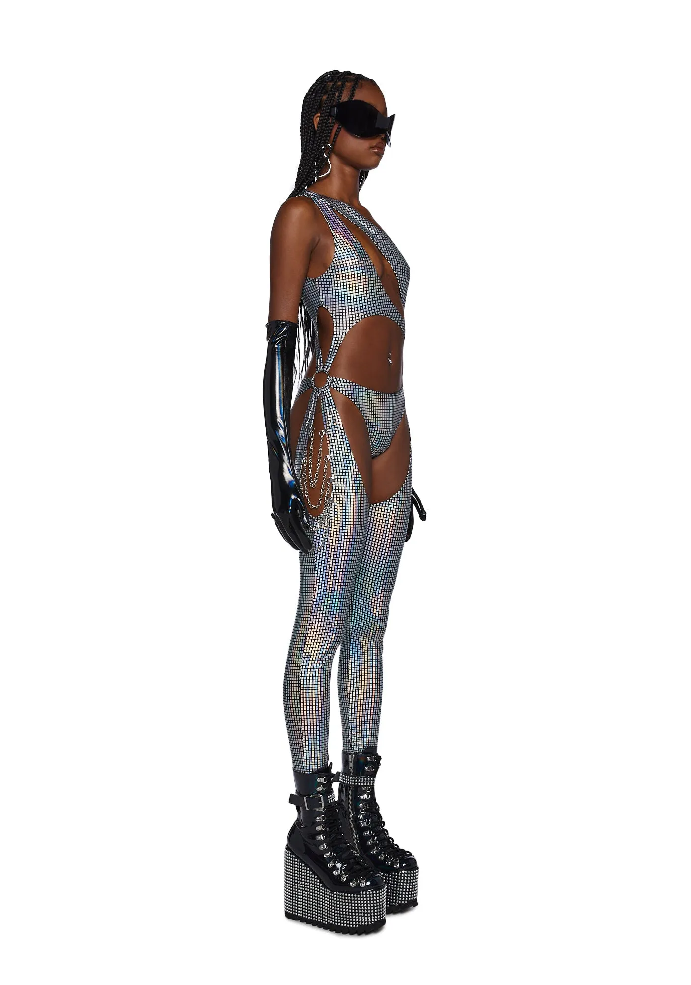 Prism Moonwalk Cut-Out Catsuit - Disco sold by Dolls Kill product image thumbnail 3