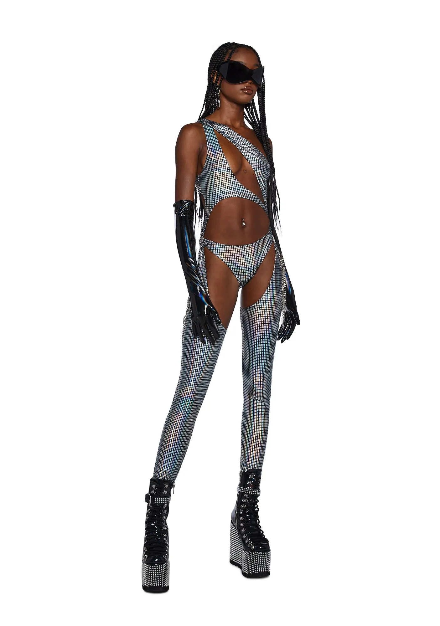 Prism Moonwalk Cut-Out Catsuit - Disco sold by Dolls Kill product image thumbnail 5