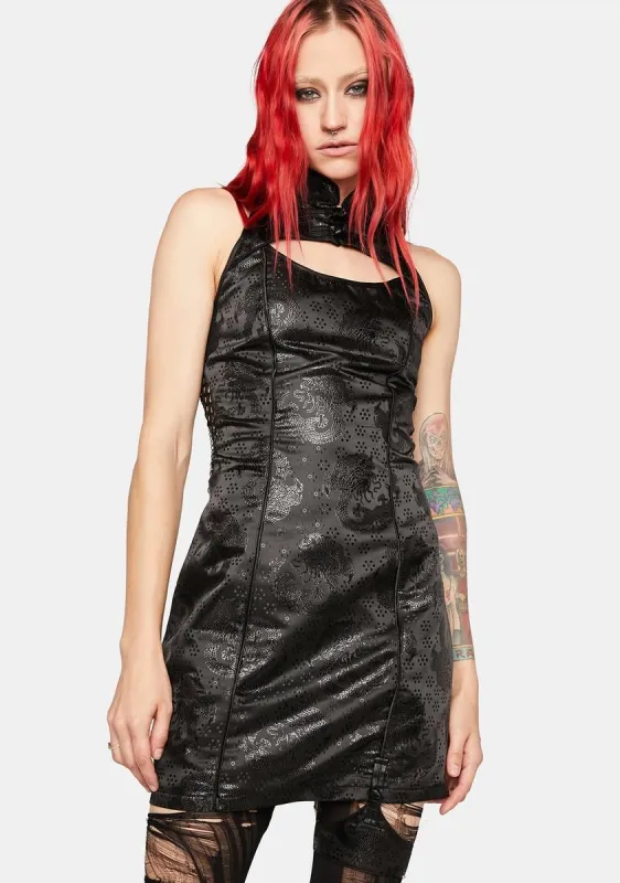 Dragon Jacquard Tight Mini Dress sold by Dolls Kill