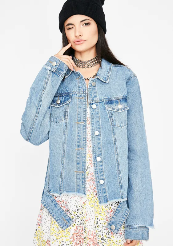 Got Ya Thinking Denim Jacket sold by Dolls Kill