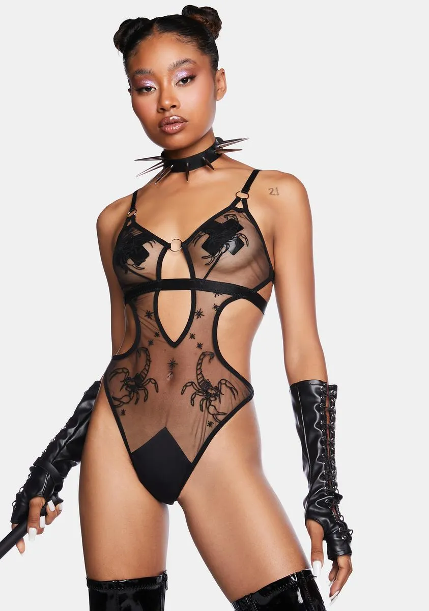Scorpio Sheer Embroidered Bodysuit sold by Dolls Kill