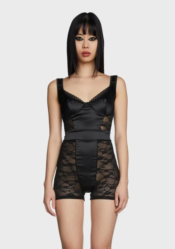 Lace Make Up Lingerie Romper sold by Dolls Kill