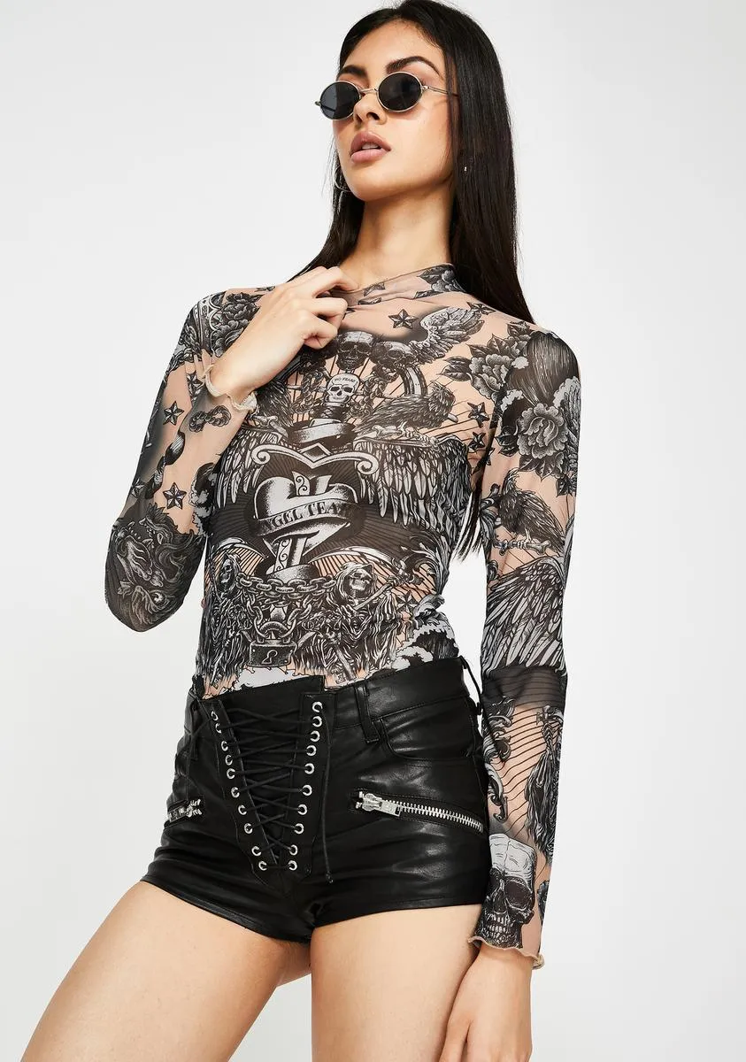 Tattoo Print Mesh Top sold by Dolls Kill product image thumbnail 2