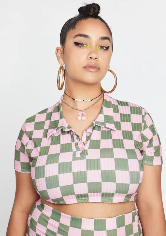 Plus Rib Checkerboard Polo sold by Dolls Kill