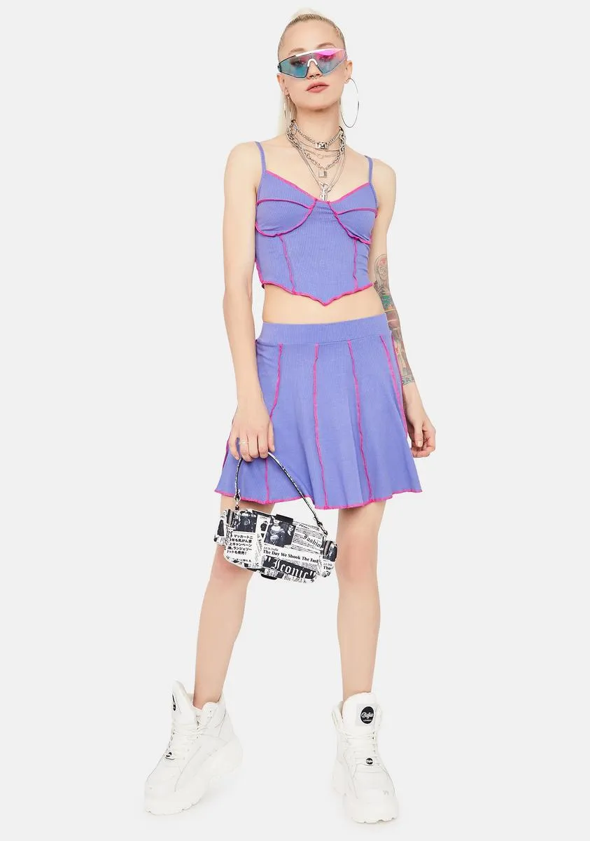 Lavender All The Vibes Contrast Stitch Skirt Set sold by Dolls Kill product image thumbnail 3