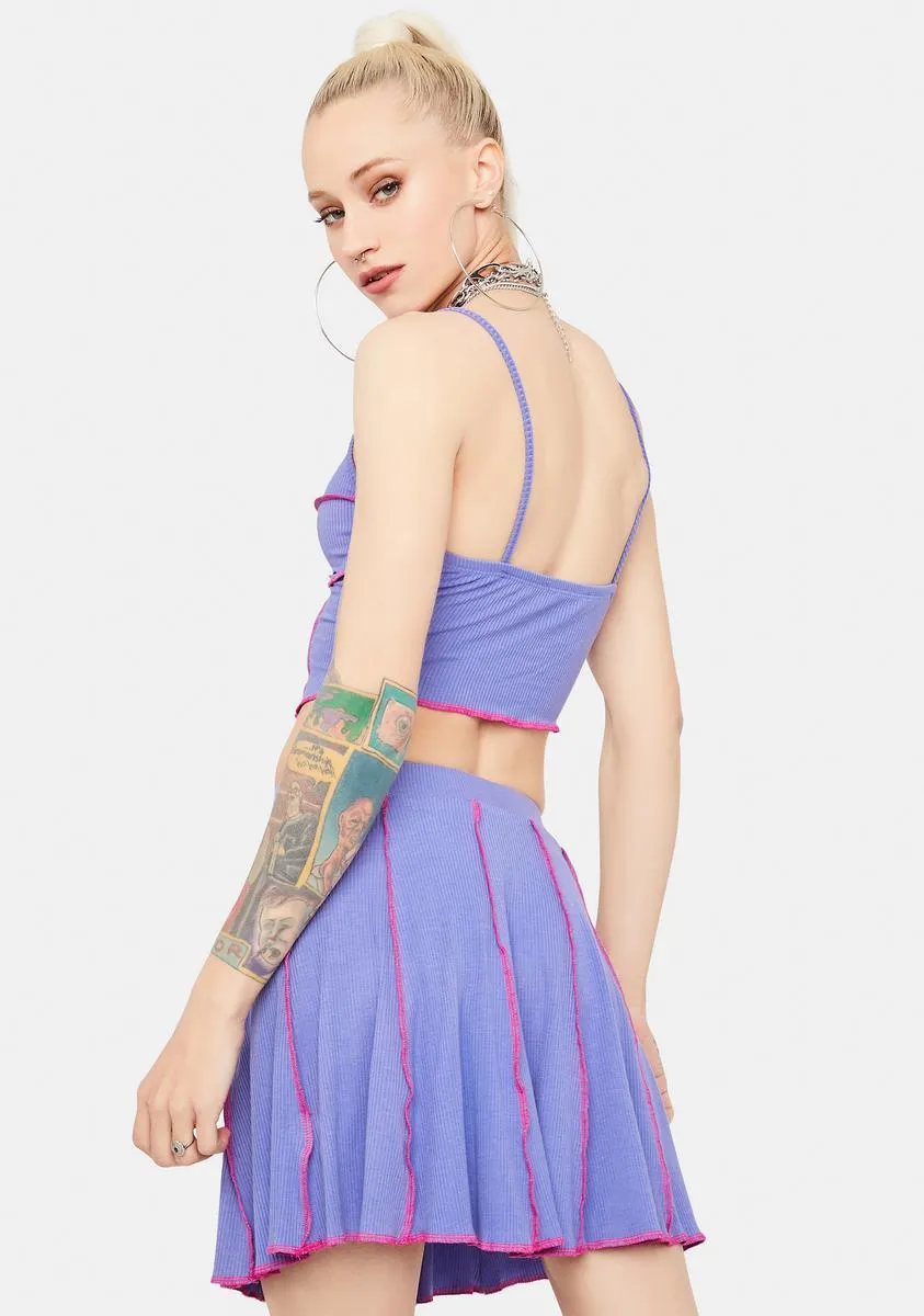 Lavender All The Vibes Contrast Stitch Skirt Set sold by Dolls Kill product image thumbnail 4