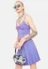 Lavender All The Vibes Contrast Stitch Skirt Set sold by Dolls Kill