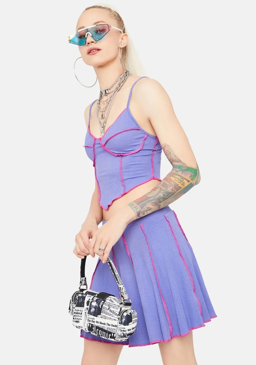 Lavender All The Vibes Contrast Stitch Skirt Set sold by Dolls Kill product image thumbnail 2