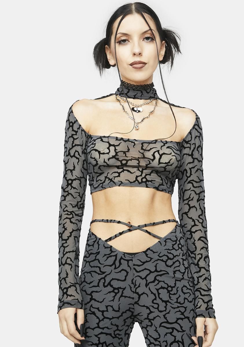 Tattoo Flock Ribus Long Sleeve Top sold by Dolls Kill
