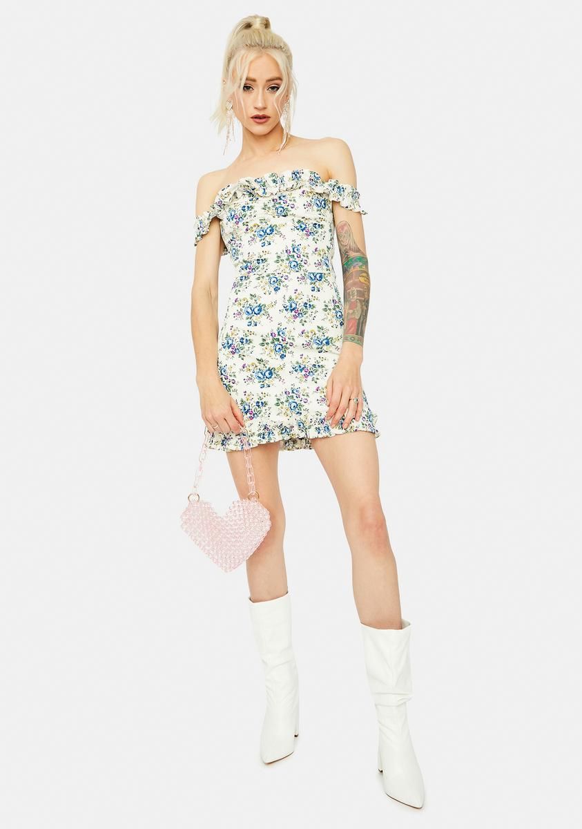 Got Talent Floral Off Shoulder Ruffle Mini Dress sold by Dolls Kill product image thumbnail 3