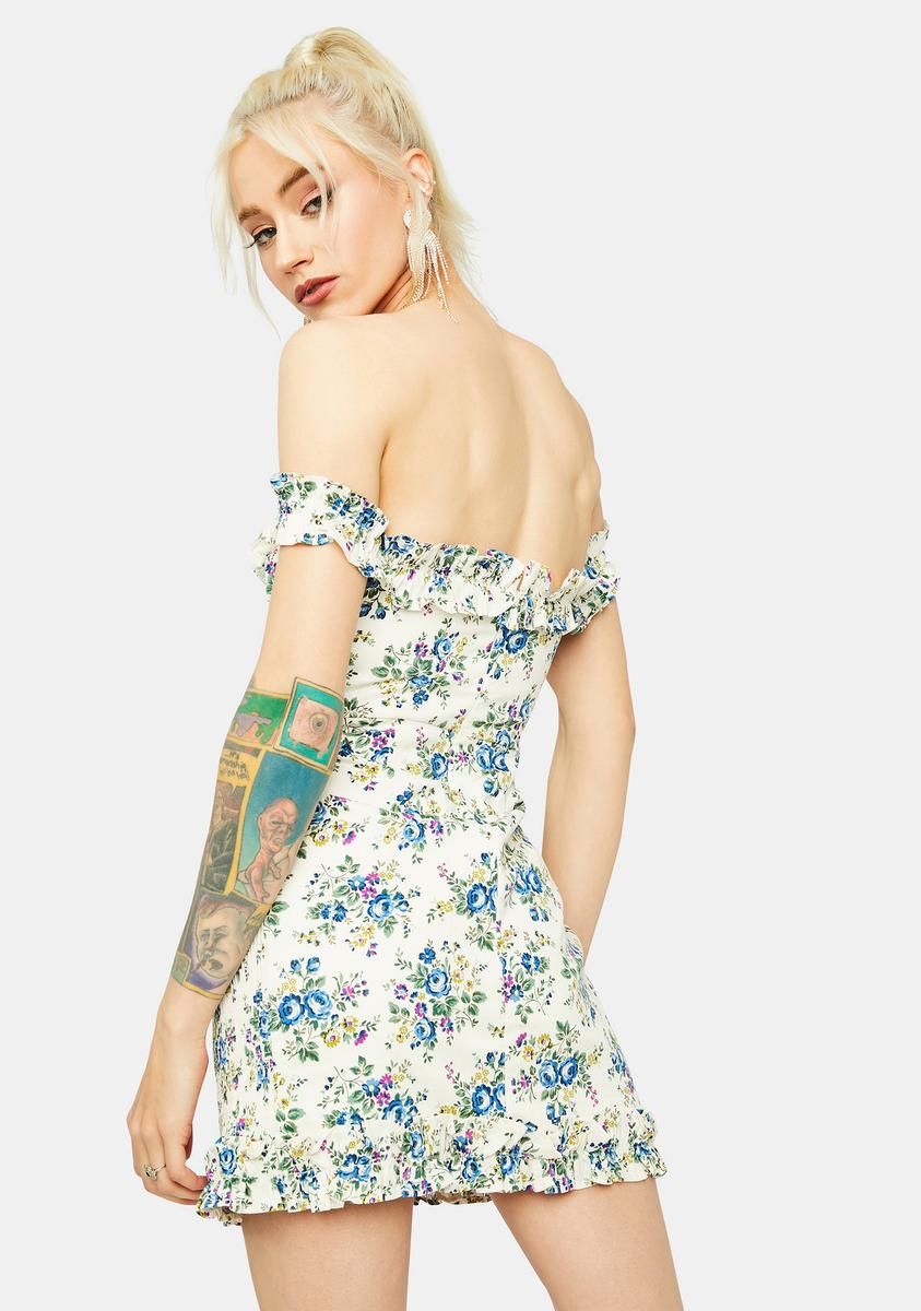 Got Talent Floral Off Shoulder Ruffle Mini Dress sold by Dolls Kill product image thumbnail 4