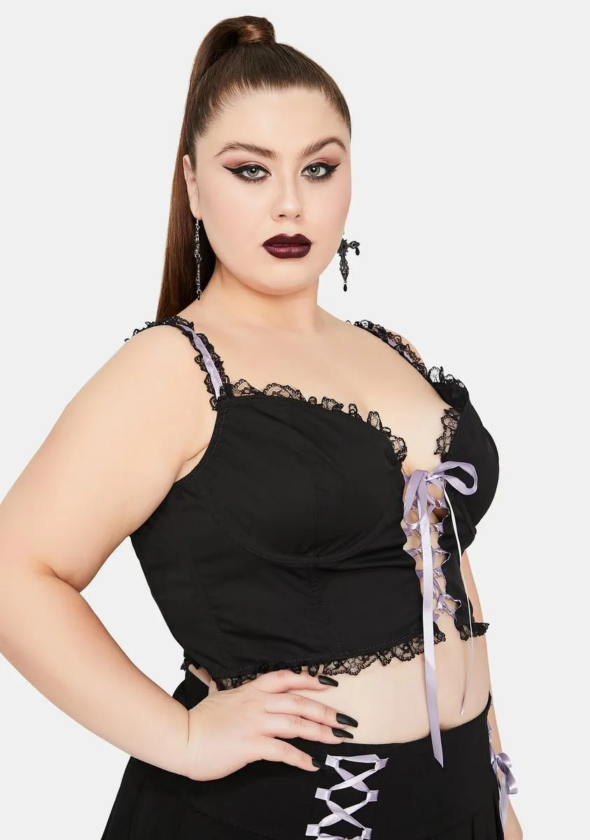Plus Of Minxes And Men Lace Up Bustier Top sold by Dolls Kill