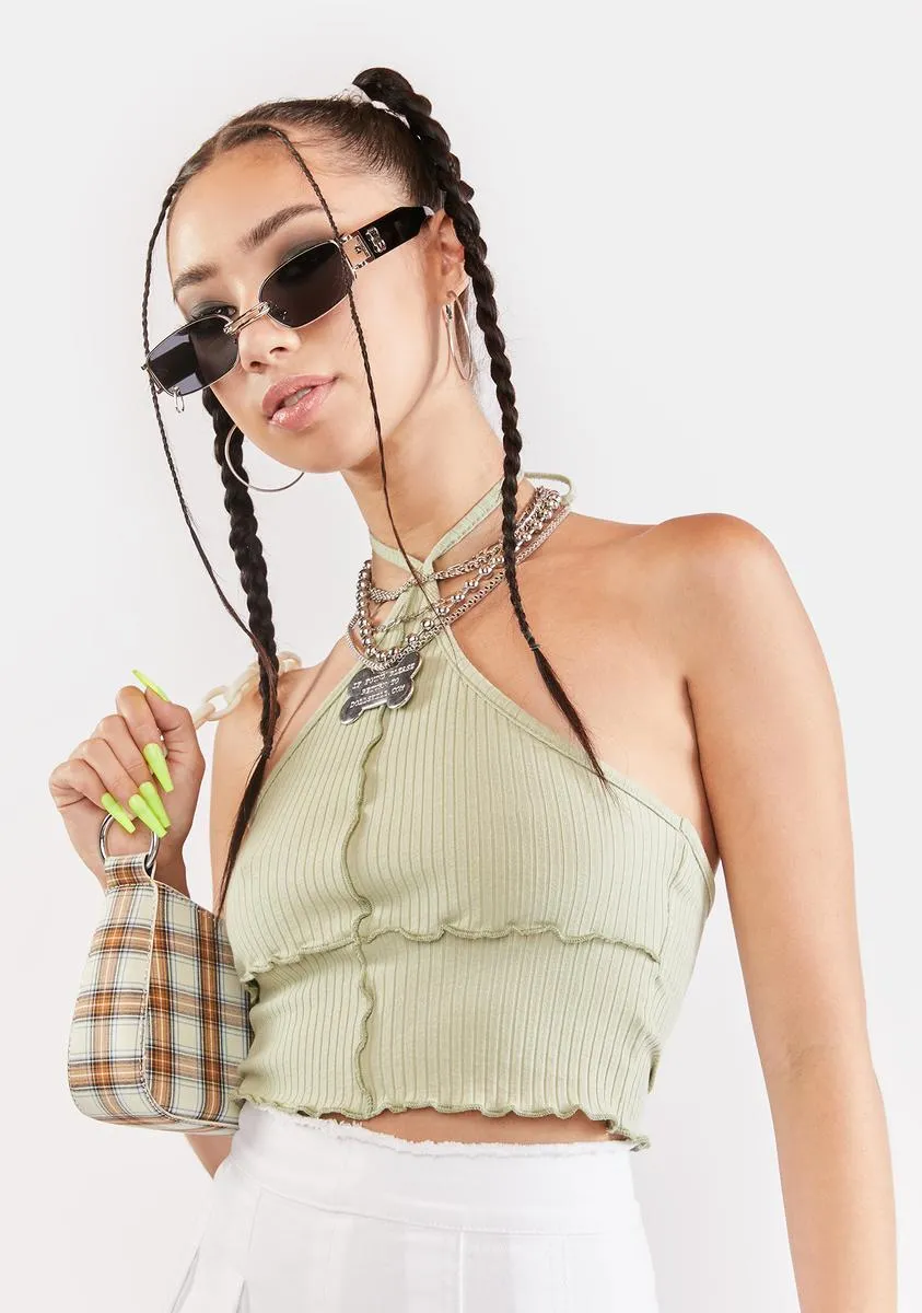 Sage Halter Crop Top sold by Dolls Kill product image thumbnail 3