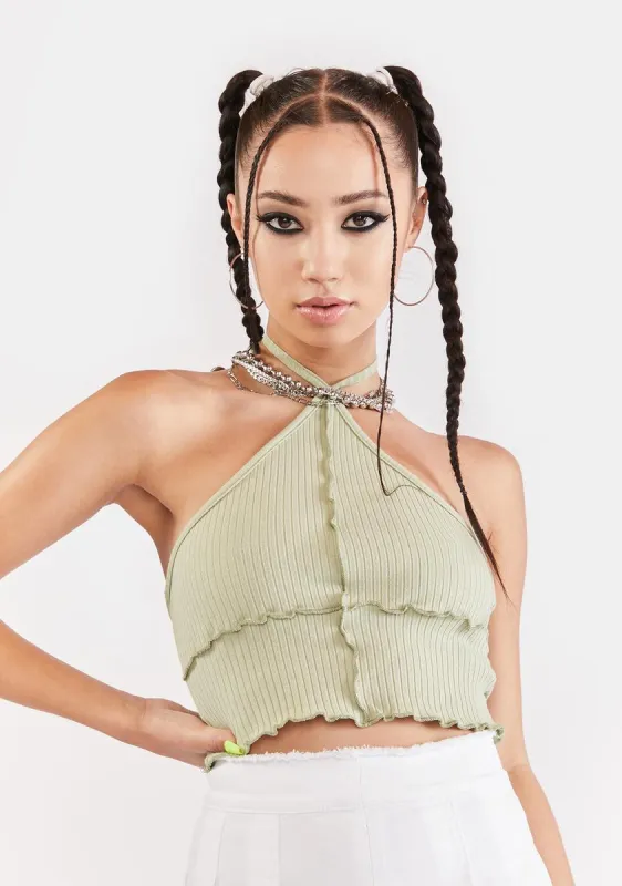 Sage Halter Crop Top sold by Dolls Kill