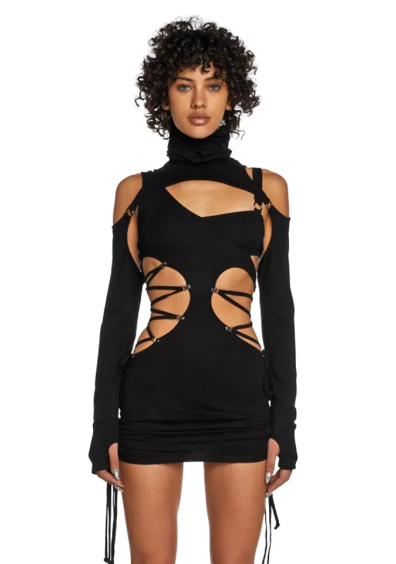Replay Cut Out Lace Up Dress Set - Black sold by Dolls Kill