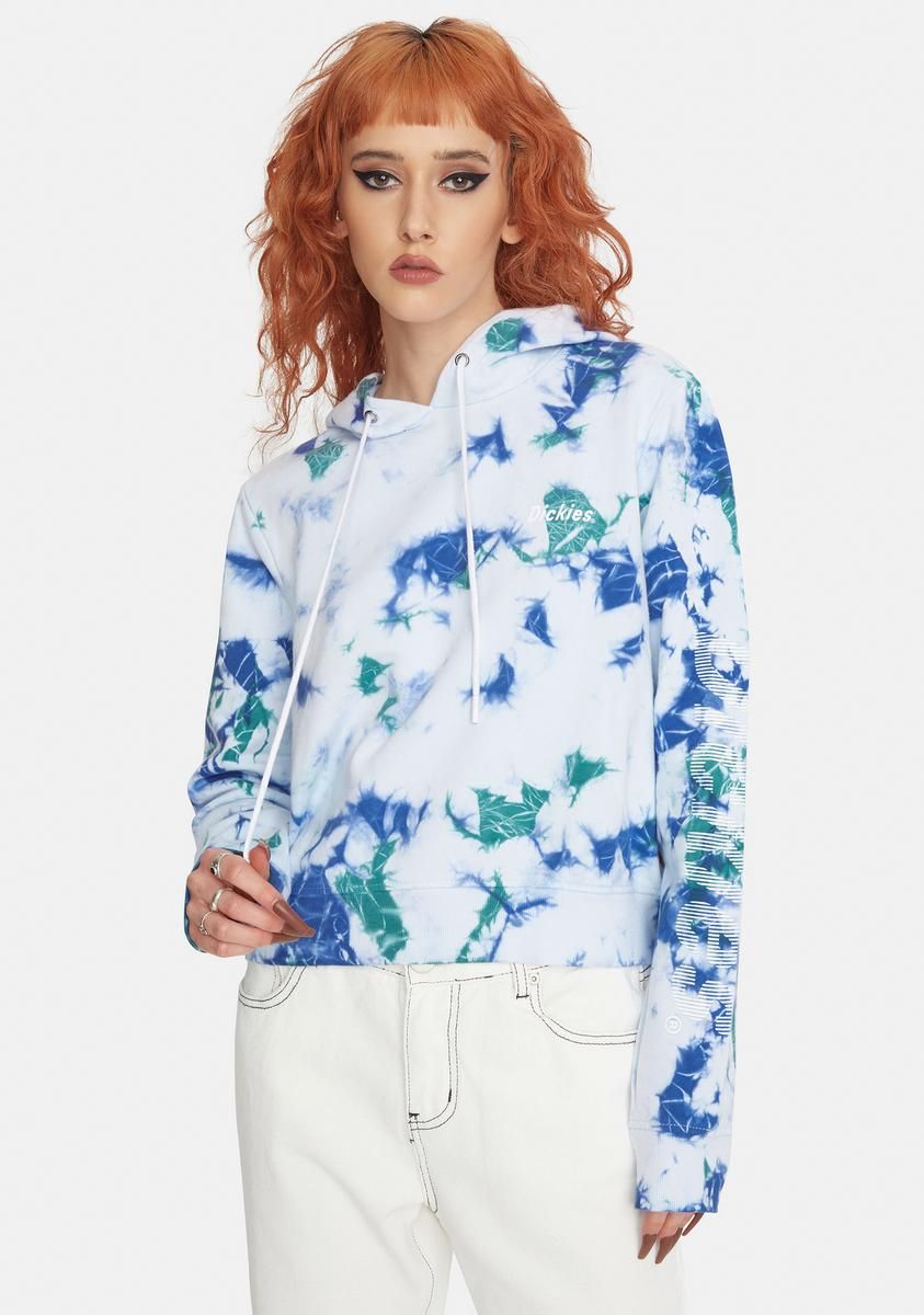 Washed Green Tie Dye Cropped Hoodie sold by Dolls Kill