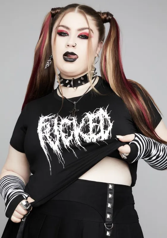 Plus Eff Everything Graphic Baby Tee sold by Dolls Kill