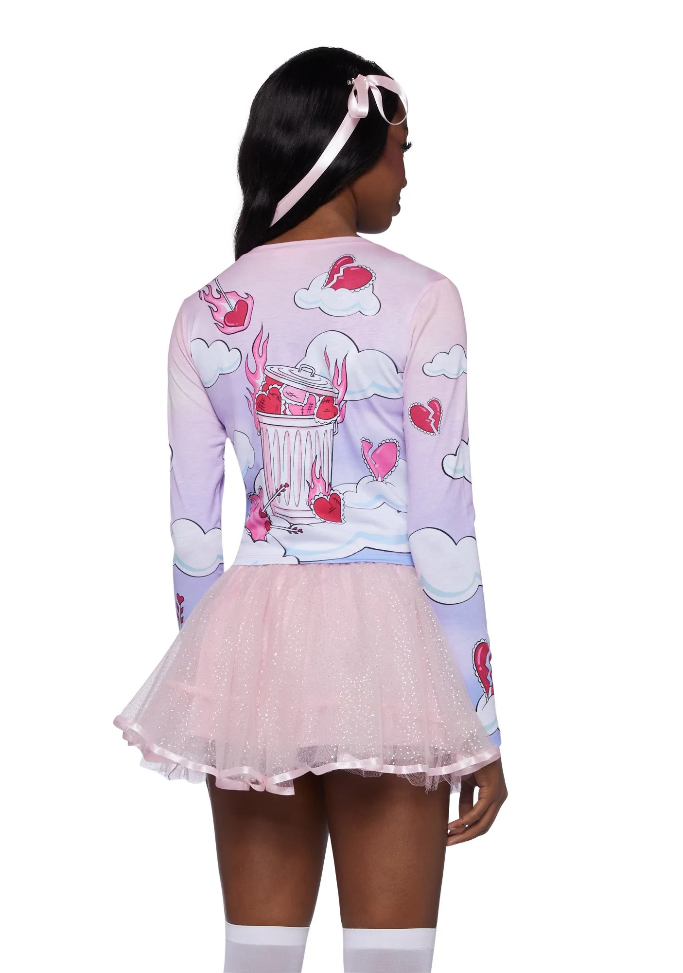 Hearts On Fire Long Sleeve Top sold by Dolls Kill product image thumbnail 4