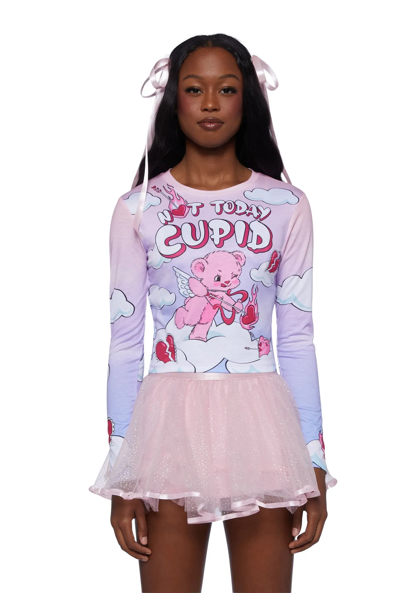 Hearts On Fire Long Sleeve Top sold by Dolls Kill