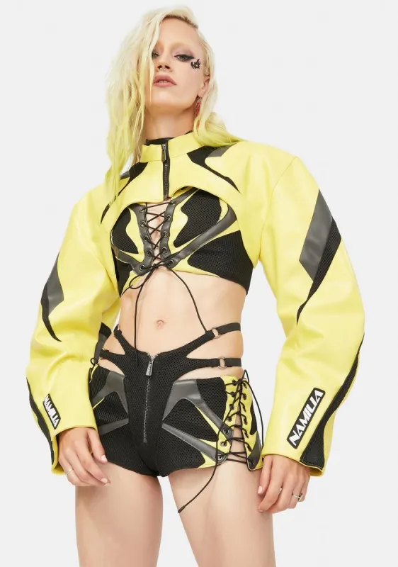 Yellow Sneaker Moto Choker Jacket sold by Dolls Kill