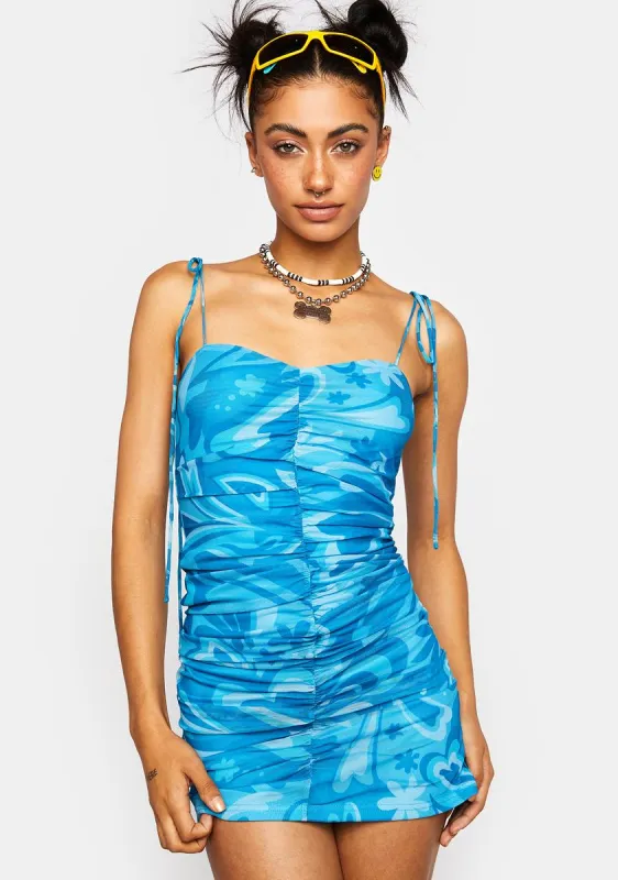 Blue Floral Mini Dress sold by Dolls Kill