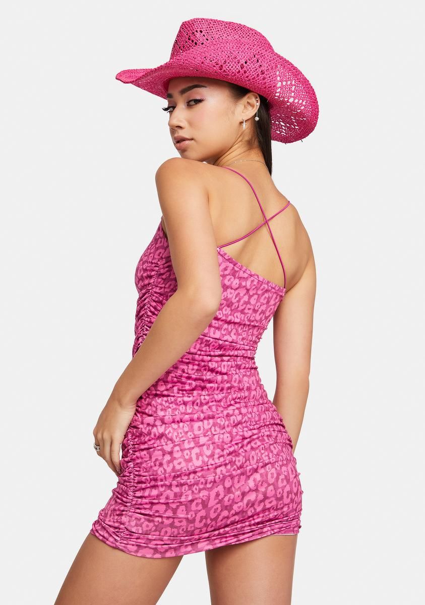 Pretty Tourist Trap Leopard Ruched Mini Dress sold by Dolls Kill product image thumbnail 4