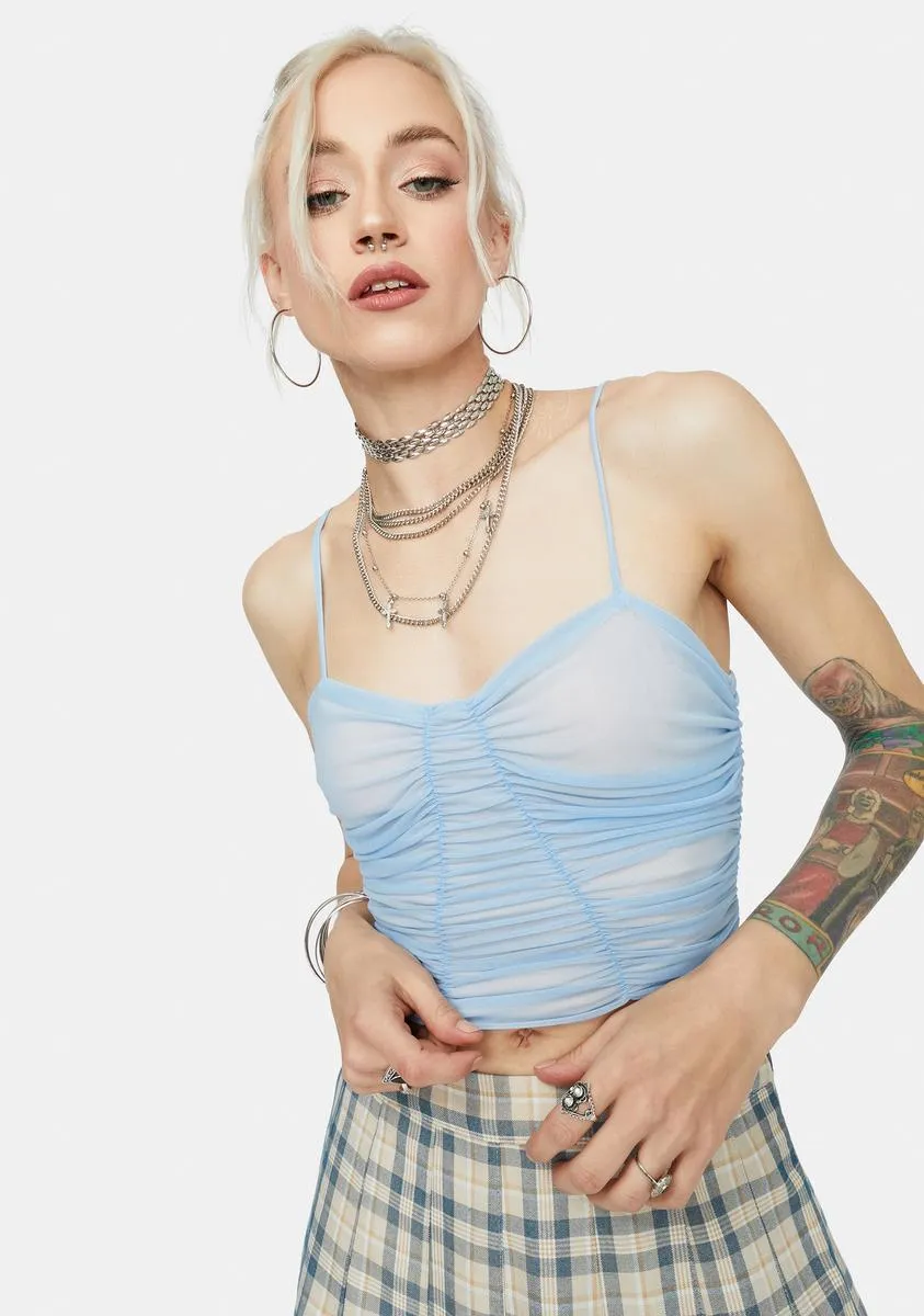 Berry Popular Page Sheer Ruched Crop Top sold by Dolls Kill