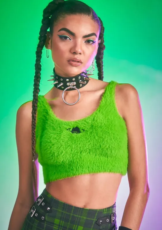 Flaunt What You Got Fuzzy Crop Tank sold by Dolls Kill