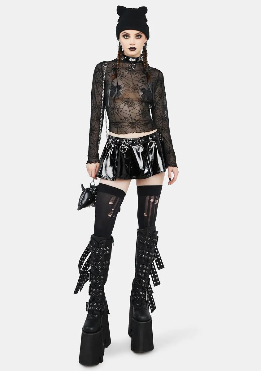 Spider Web Mesh Long Sleeve Crop Top sold by Dolls Kill product image thumbnail 3