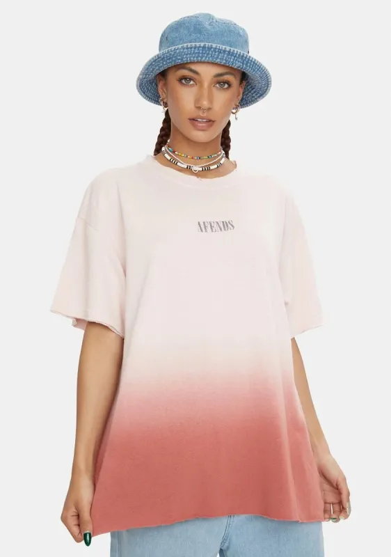 Pink Dip Dye Courtney Love Hemp Oversized Tee sold by Dolls Kill