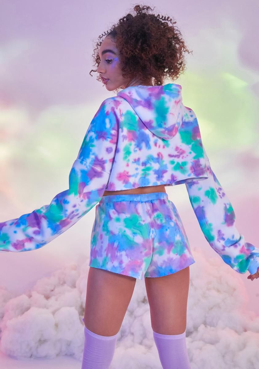 L.U.V. Luv You Cropped Tie Dye Hoodie sold by Dolls Kill product image thumbnail 4