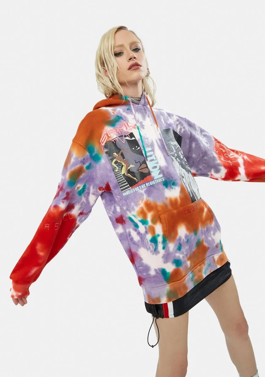 Liveution Magic 4 Resistance Tie Dye Hoodie sold by Dolls Kill