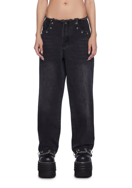 Chained Straight Leg Cropped Jeans sold by Dolls Kill