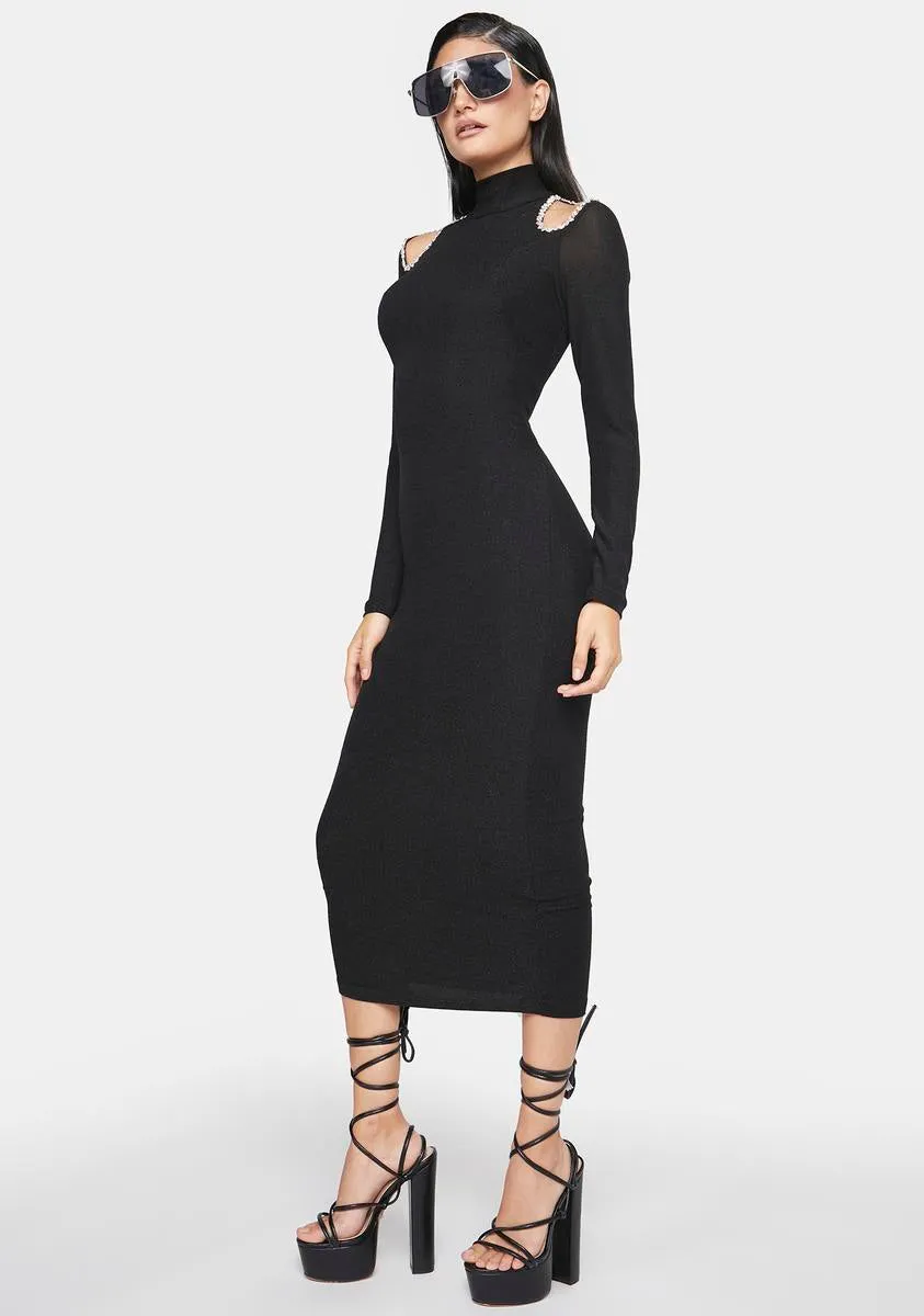 Diamante Detail Shoulder Cut Out Midi Dress sold by Dolls Kill product image thumbnail 3