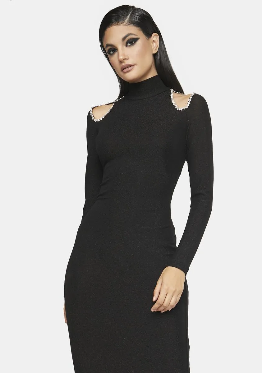 Diamante Detail Shoulder Cut Out Midi Dress sold by Dolls Kill