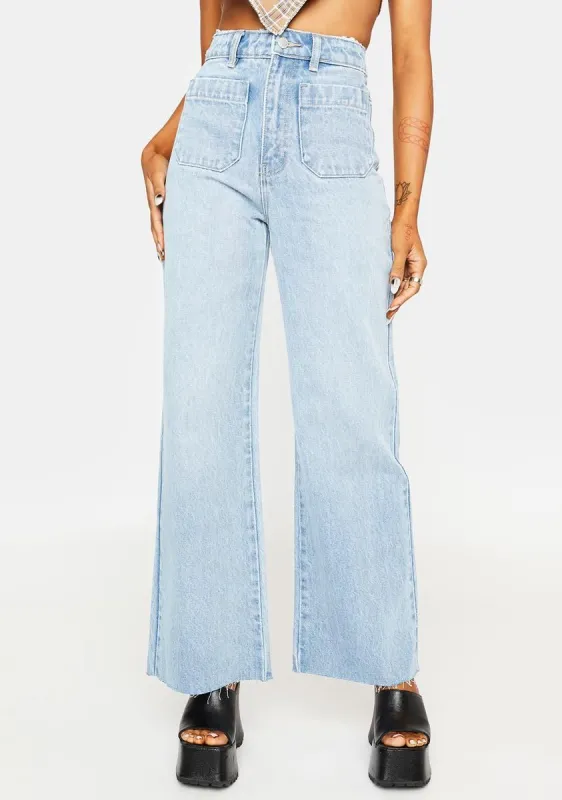 Paris Blue Sailor Long Wide Leg Jeans sold by Dolls Kill