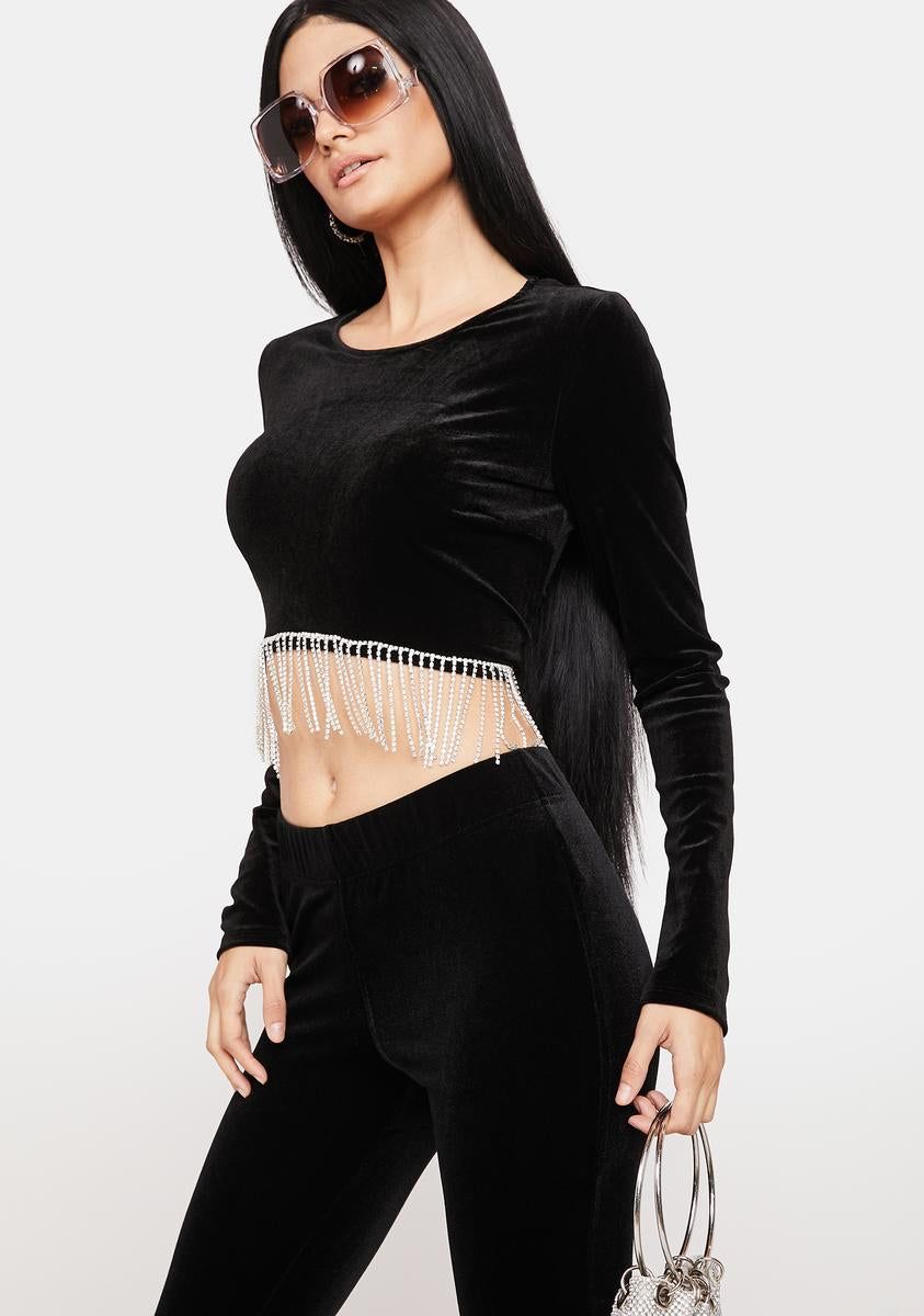 Do A Little Dance Velvet Crop Top sold by Dolls Kill product image thumbnail 2
