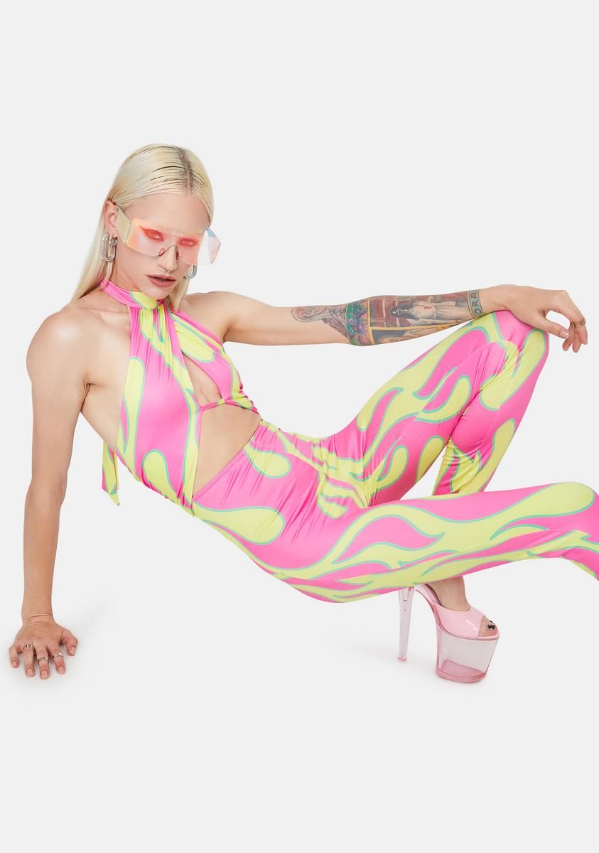 Spiral Out Flame Bodysuit sold by Dolls Kill