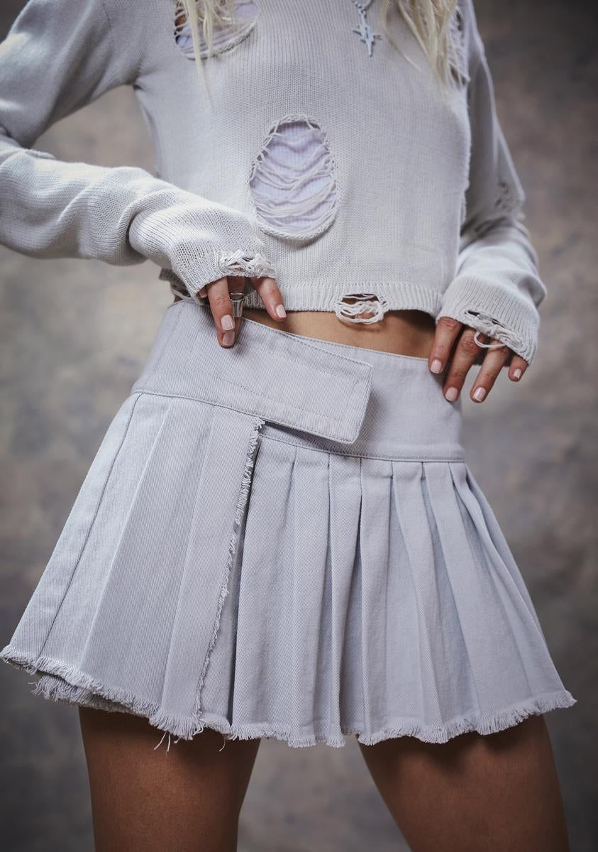 Filter Washed Pleated Mini Skirt sold by Dolls Kill