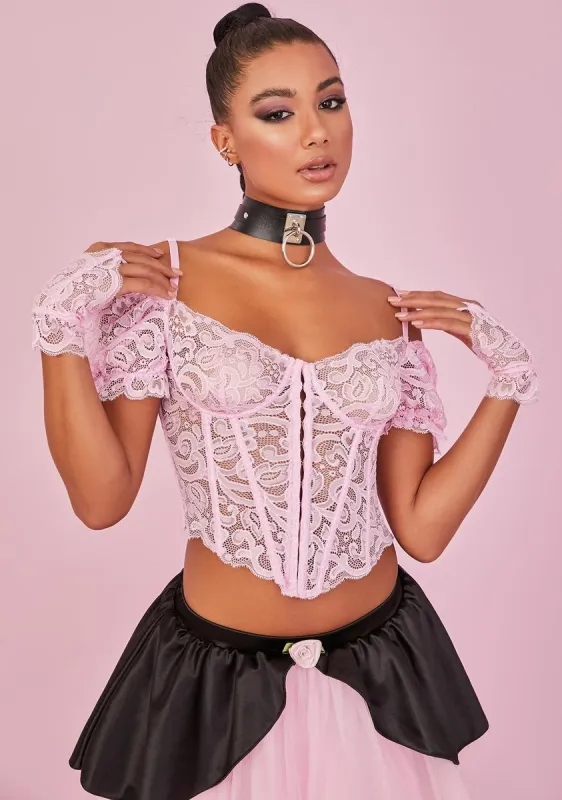 Yours Truly Lace Corset & Gloves sold by Dolls Kill