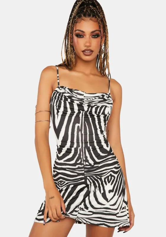 Blanc Zebra Kamala Mini Dress sold by Dolls Kill