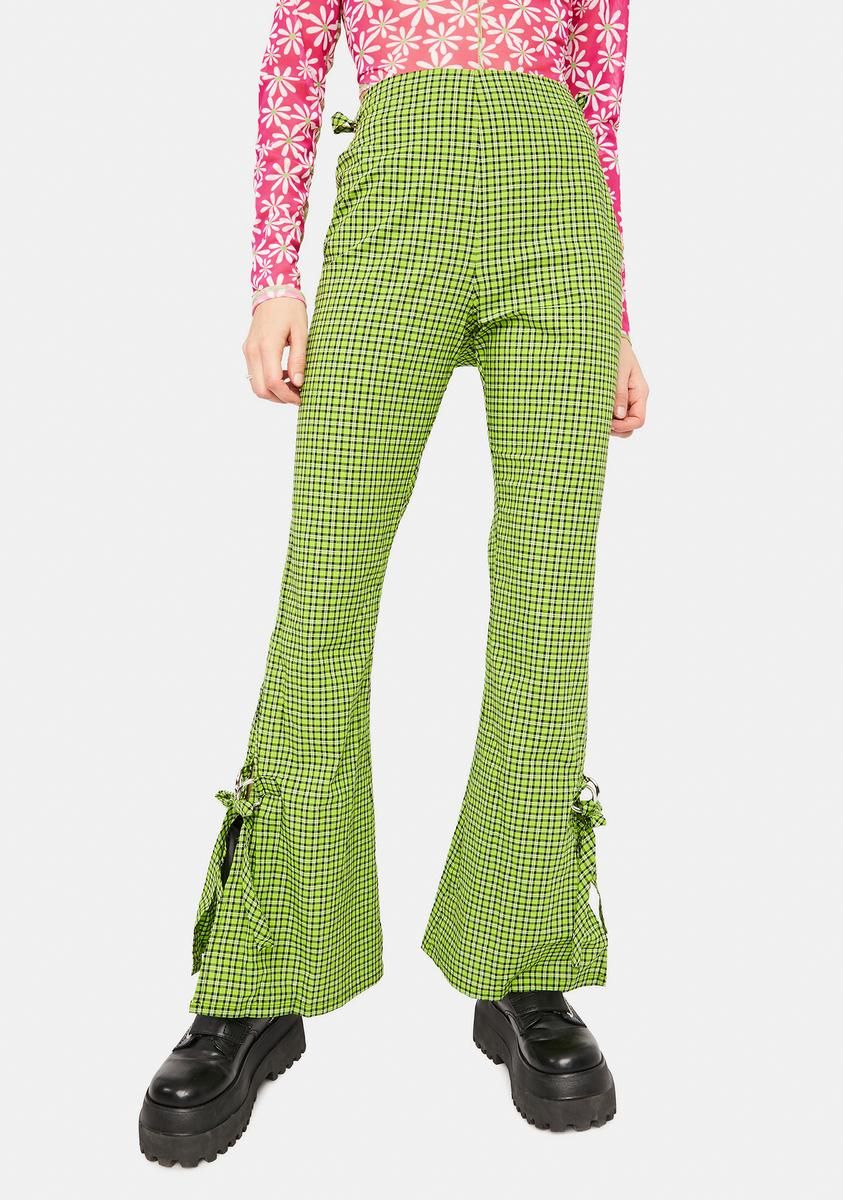 Trademark Gingham Flare Pants sold by Dolls Kill