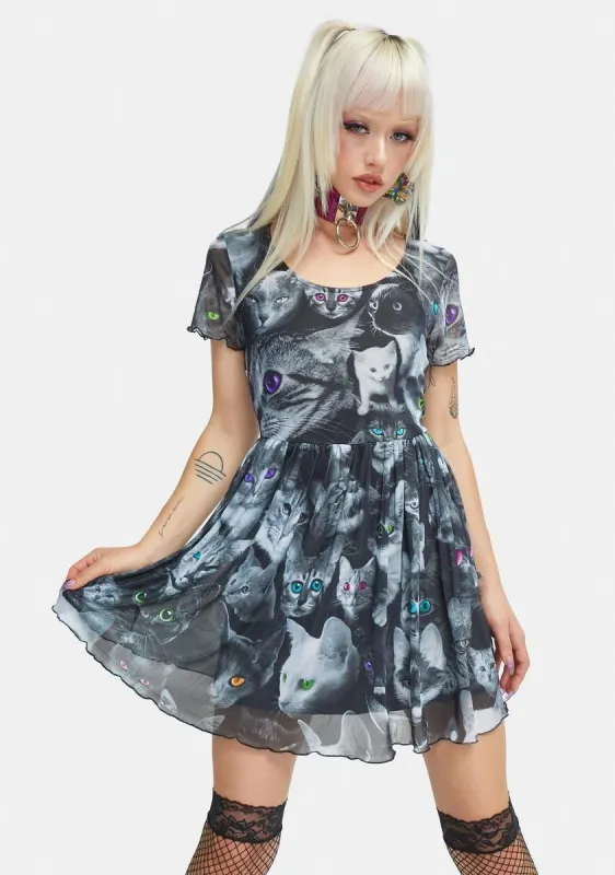 Moonlight Meow Babydoll Dress sold by Dolls Kill