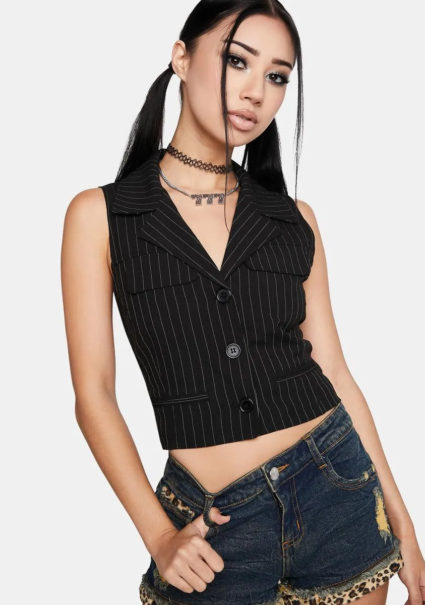 Dealer's Choice Pinstripe Vest Top sold by Dolls Kill