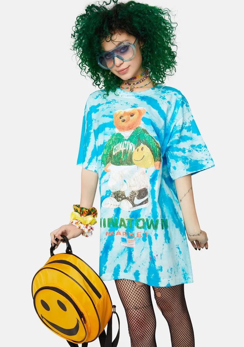 Smiley Sketch Basketball Bear Tie Dye Graphic Tee sold by Dolls Kill product image thumbnail 2