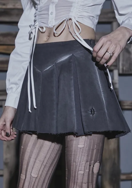 Flanger Twill Contrast Pleated Skirt sold by Dolls Kill