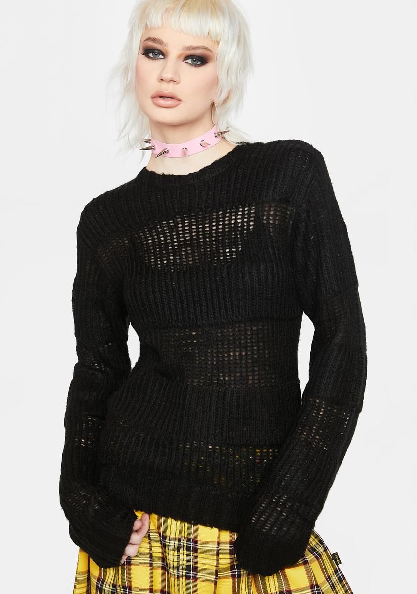 Open Stripe Knit Sweater sold by Dolls Kill