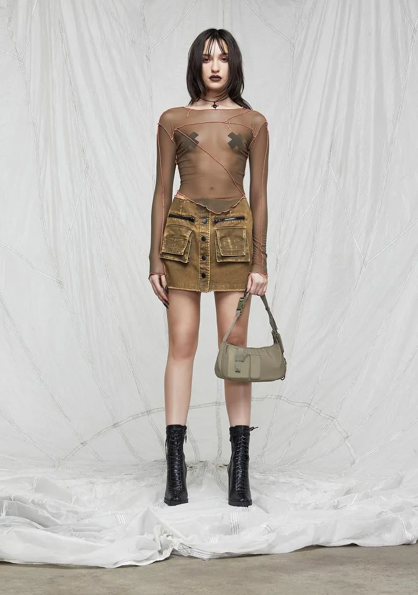 Synth Contrast Stitching Mesh Top sold by Dolls Kill product image thumbnail 2