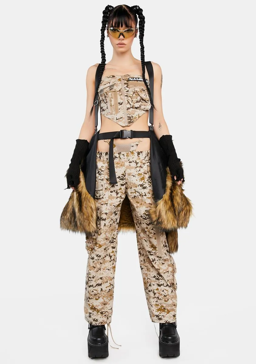 Desert Camo Tactical Pants With Detachable Panty sold by Dolls Kill product image thumbnail 3